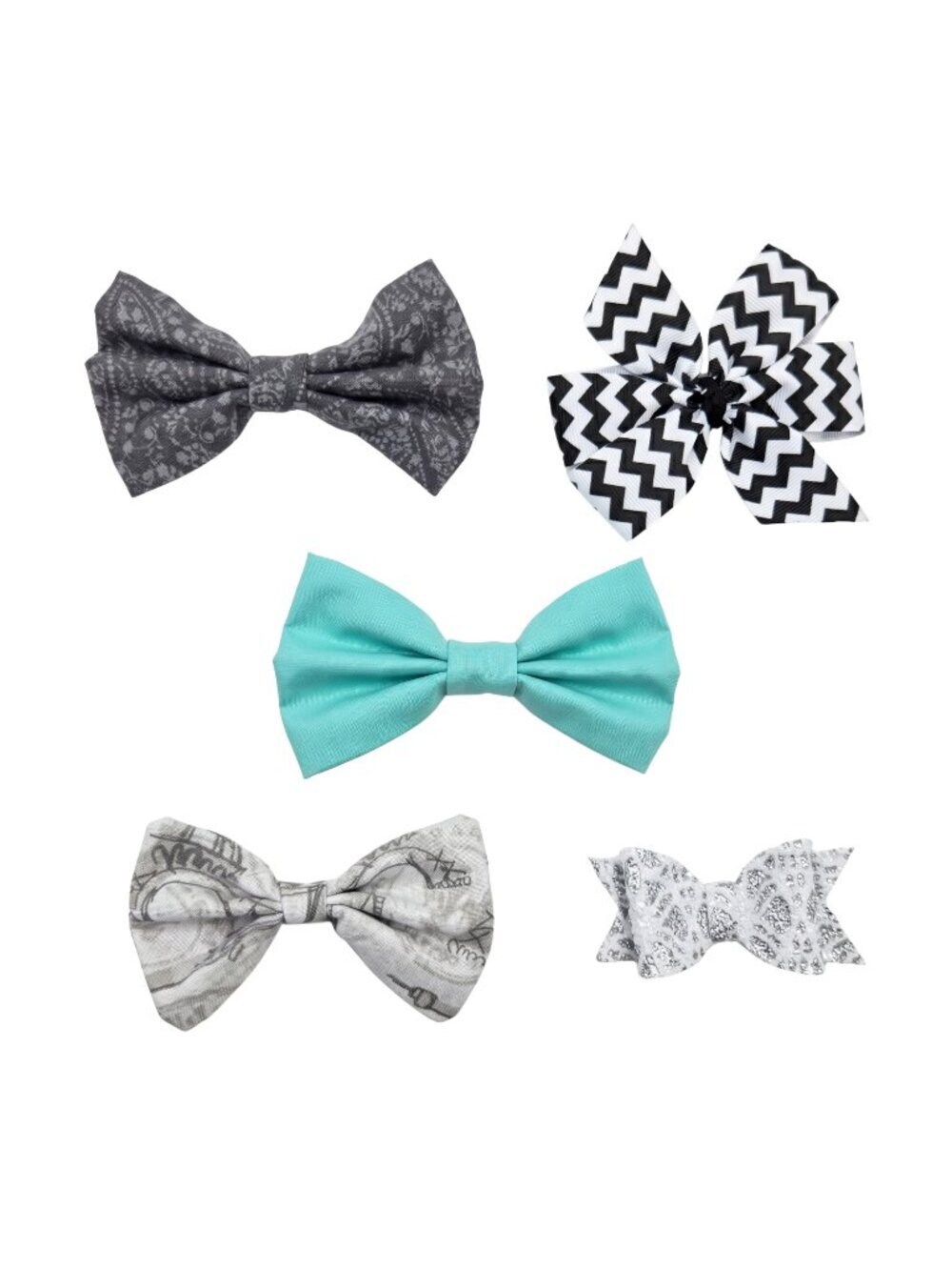New | 5 Pack Toddler Girls Hair Bows Assorted Stylish Clips